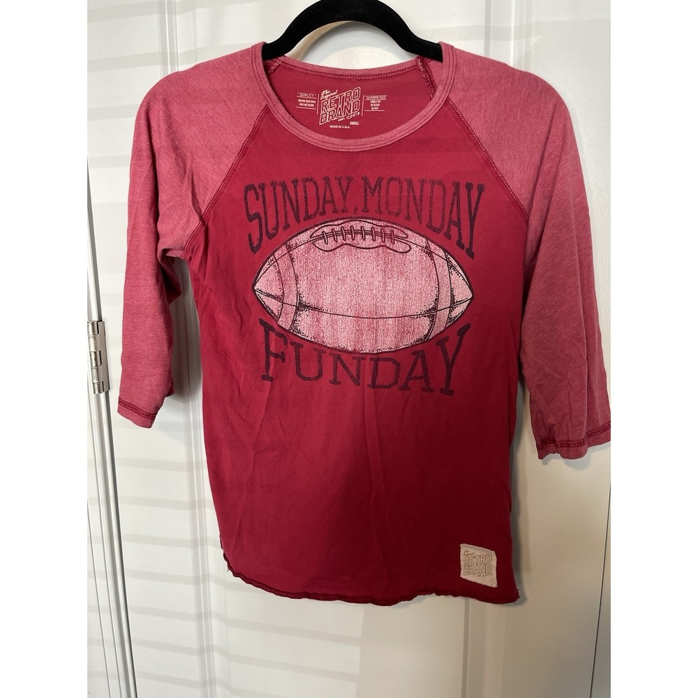 Retro Brand Football Women's Red 3/4 Sleeve Shirt Size Small